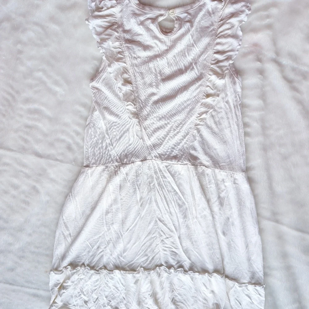 Angel Glow – White Ruffle Kids’ Dress 5T